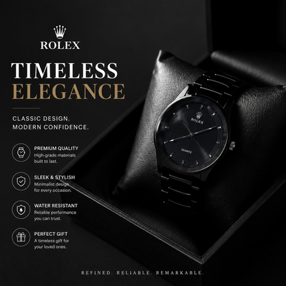 Rolex Quartz Black Watch