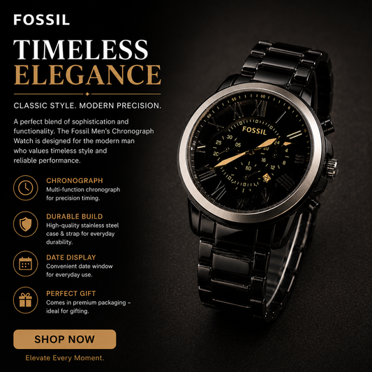 Fossil Black & Gold Premium Chronograph Watch