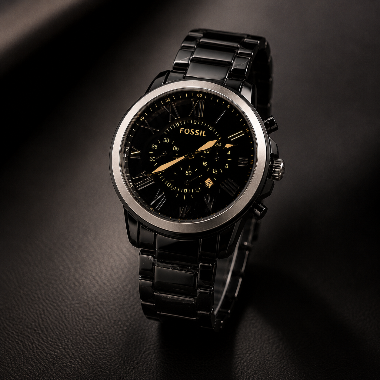 Fossil Black & Gold Premium Chronograph Watch