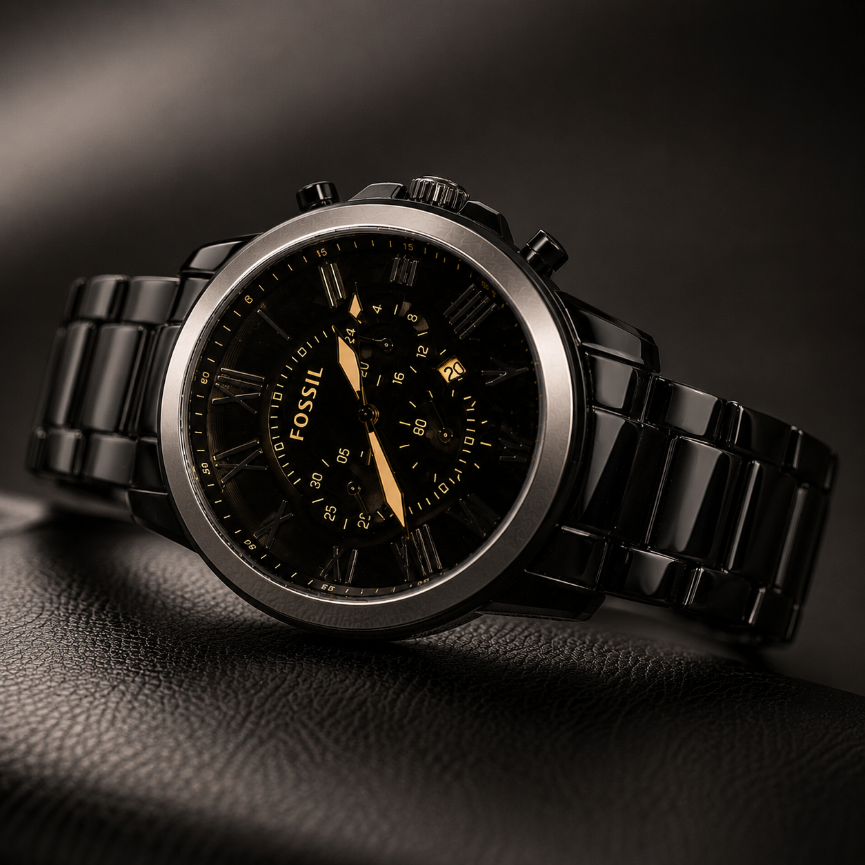 Fossil Black & Gold Premium Chronograph Watch