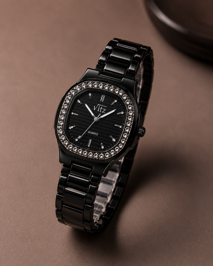 Vitz Elegant Black Diamond Watch