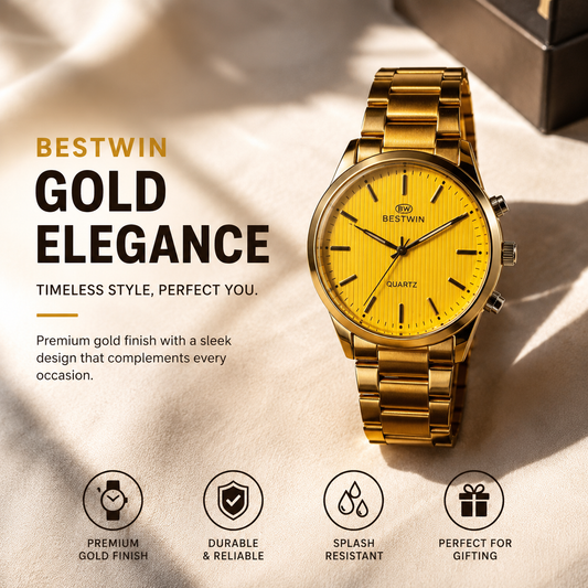 BESTWIN Premium Gold Quartz Watch For Men